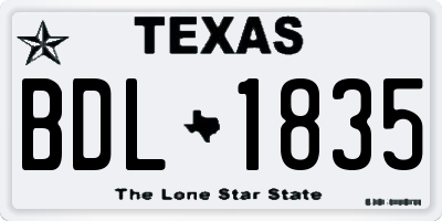 TX license plate BDL1835