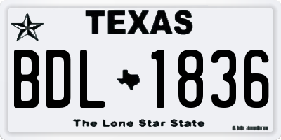 TX license plate BDL1836