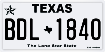 TX license plate BDL1840