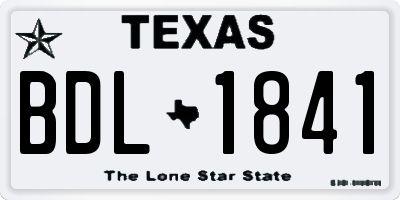 TX license plate BDL1841