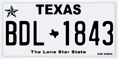 TX license plate BDL1843