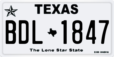 TX license plate BDL1847