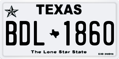 TX license plate BDL1860