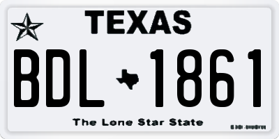 TX license plate BDL1861