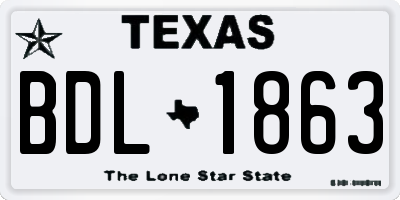 TX license plate BDL1863
