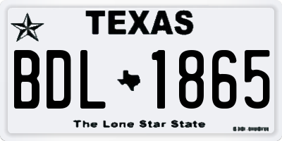 TX license plate BDL1865