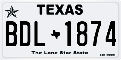 TX license plate BDL1874