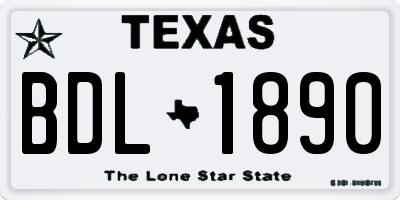TX license plate BDL1890