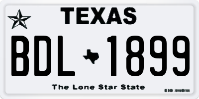TX license plate BDL1899