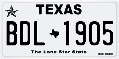 TX license plate BDL1905