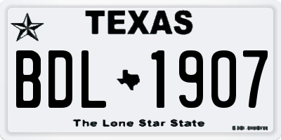 TX license plate BDL1907