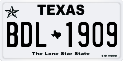 TX license plate BDL1909