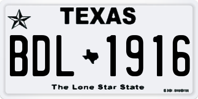 TX license plate BDL1916