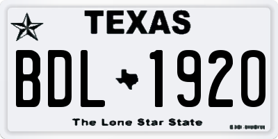 TX license plate BDL1920
