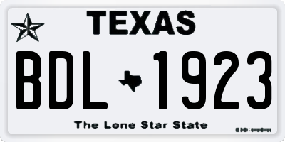 TX license plate BDL1923