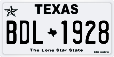 TX license plate BDL1928