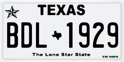 TX license plate BDL1929