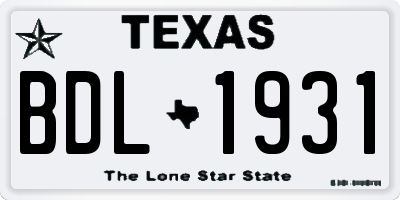 TX license plate BDL1931