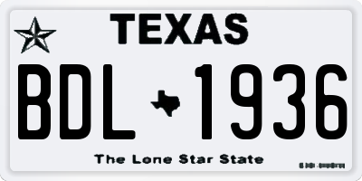TX license plate BDL1936