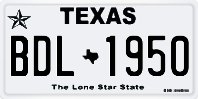 TX license plate BDL1950
