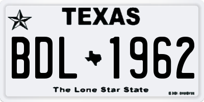 TX license plate BDL1962