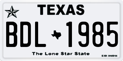 TX license plate BDL1985