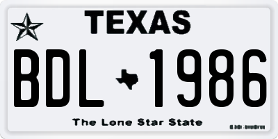 TX license plate BDL1986