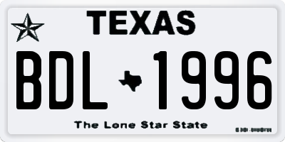 TX license plate BDL1996