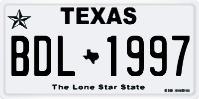 TX license plate BDL1997