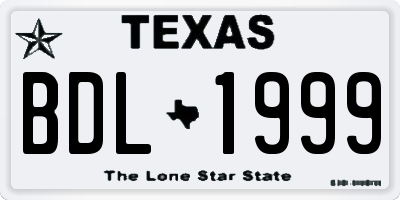 TX license plate BDL1999