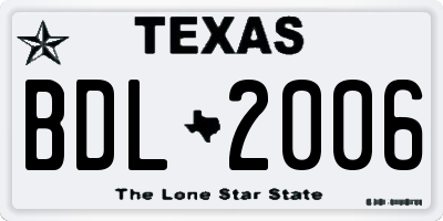TX license plate BDL2006