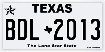TX license plate BDL2013