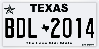 TX license plate BDL2014