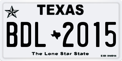 TX license plate BDL2015