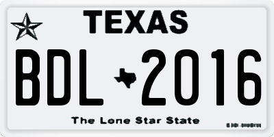 TX license plate BDL2016