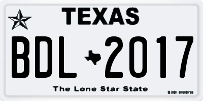 TX license plate BDL2017