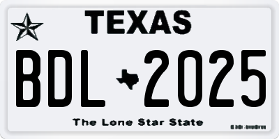 TX license plate BDL2025