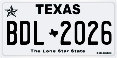 TX license plate BDL2026
