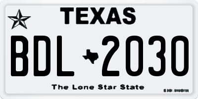 TX license plate BDL2030