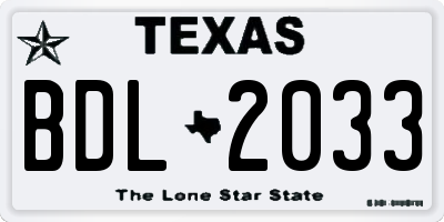TX license plate BDL2033