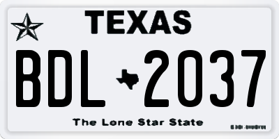 TX license plate BDL2037