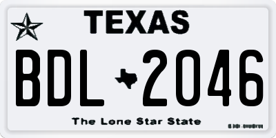 TX license plate BDL2046