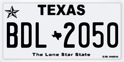 TX license plate BDL2050