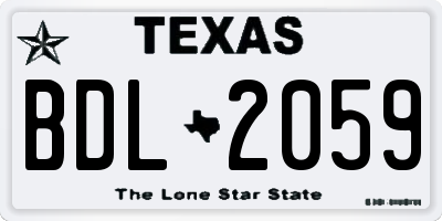 TX license plate BDL2059