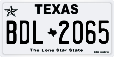 TX license plate BDL2065