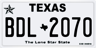 TX license plate BDL2070