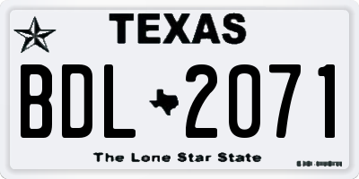 TX license plate BDL2071