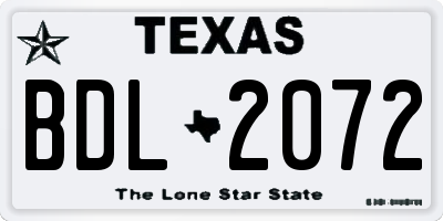 TX license plate BDL2072