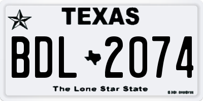 TX license plate BDL2074