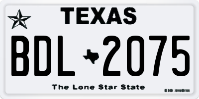 TX license plate BDL2075